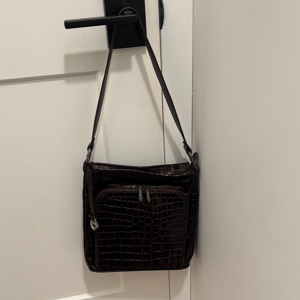 Brighton Brown Croc Embossed Sonny Lil Cher Leather Purse
